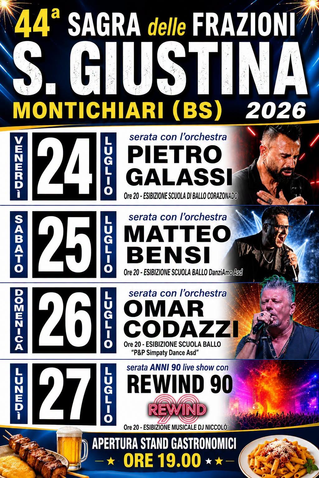 Montichiari, quattro serate di musica alla 44ª Sagra delle Frazioni di S. Giustina